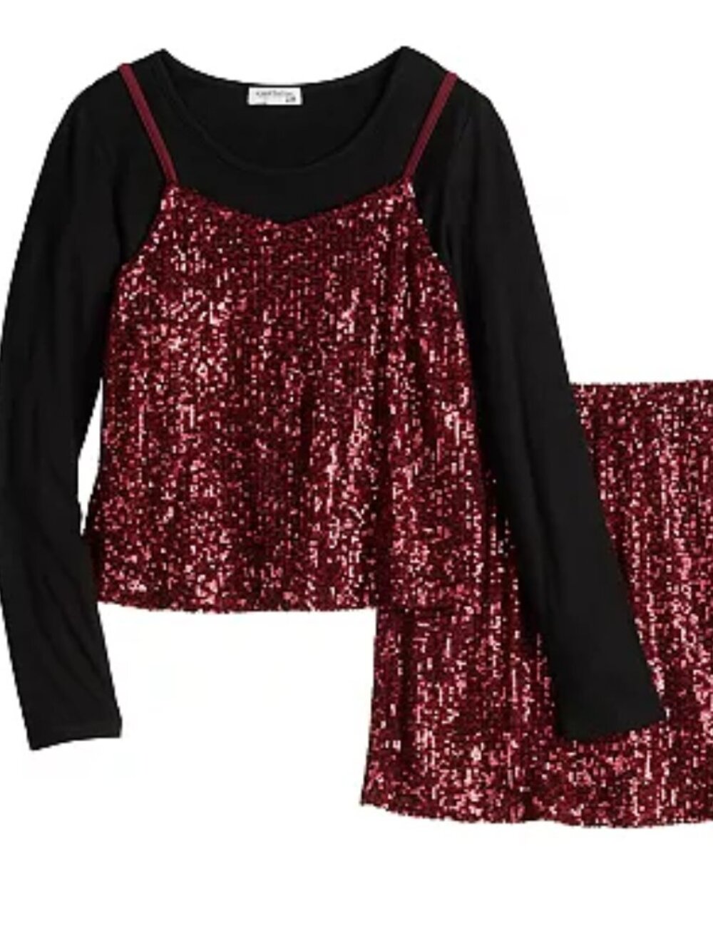 Girls eyeshadow 2-Piece Sequin Top and Skirt Set, M